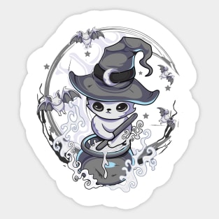 Kawaii  Goth Witchy Cat5 Black &White Sticker